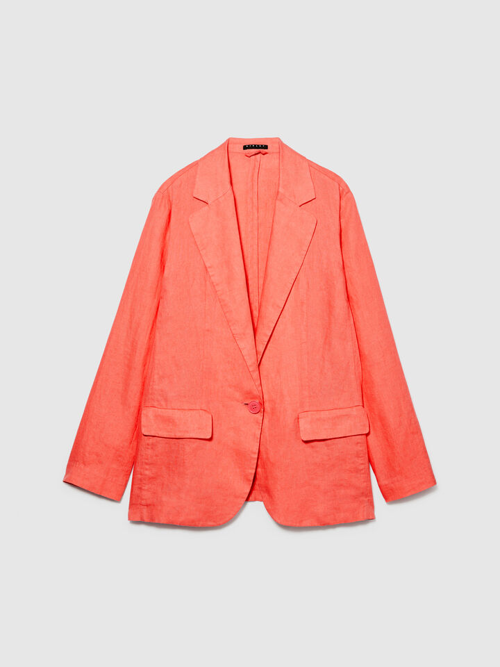 100% linen blazer - women's blazers - Coral | Sisley image number 6